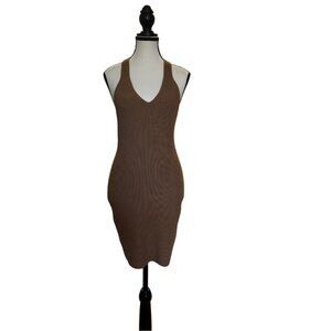 Aritzia Babaton Racerback Bodycon Dress | Nude | Size M